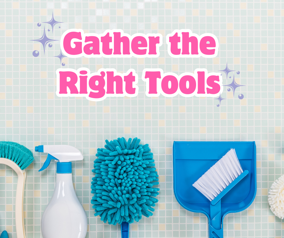 house cleaner gathering the right tool
